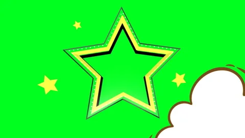 Star Design On Green Screen with Bold Outline and Fun Cartoon Elements Stock Footage 300050542