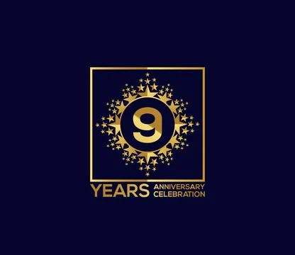 Star Design Shape element, Luxury Gold Color Mixed Design, Anniversary Design Stock Illustration