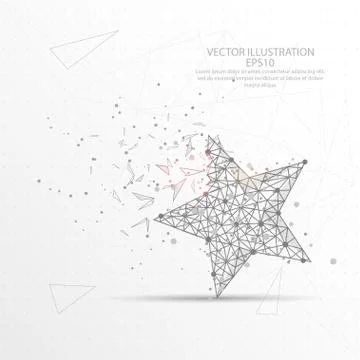 Star digitally drawn low poly triangle wire frame. Stock Illustration
