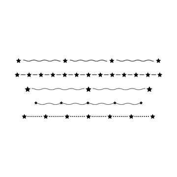 Star divider border frame horizontal line vector shape icon for decorative .. Illustrazione stock