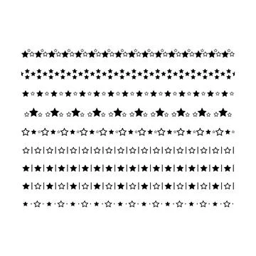 Star divider border frame horizontal line vector shape icon for decorative .. Illustrazione stock