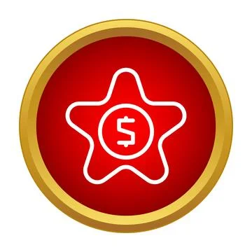 Star with dollar icon on red button Stock Illustration