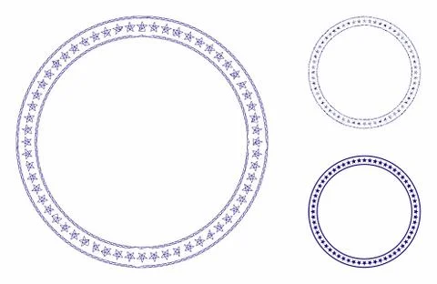 Star Double Circle Frame Vector Mesh Carcass Model and Triangle Mosaic Icon Stock Illustration