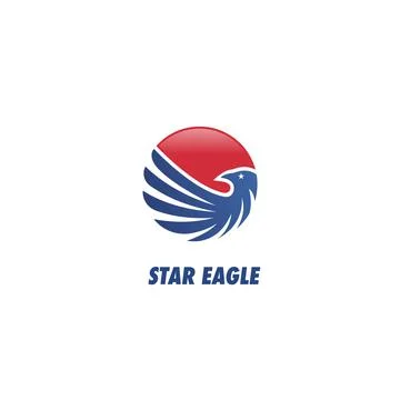 Star Eagle Logo Design Template Flat Style Vector Stock Illustration