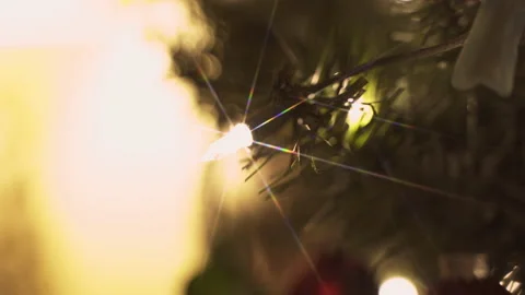 Star Effect on a Christmas Tree Light Bulb Stock Footage 221215995