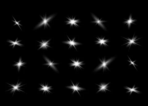 Star effect on a green background, glowing lights, flare, explosion and stars Stock Illustration