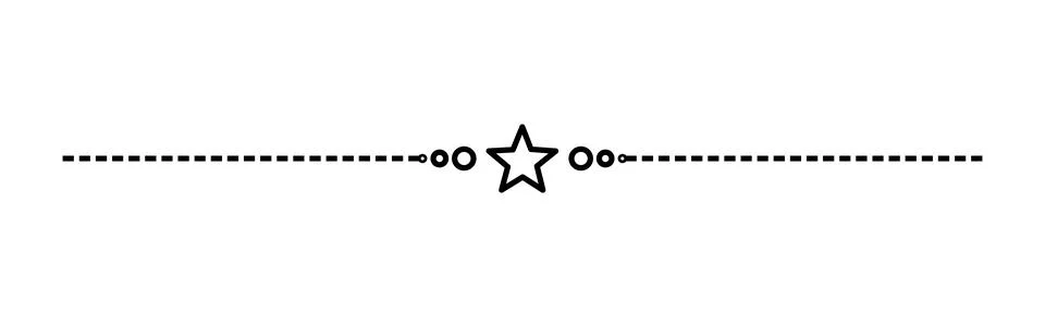 Star element dashed line divider, Creative star page separator, Playful horiz Illustrazione stock