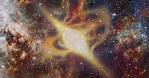 Star explosion in a galaxy of universe. Elements of this image furnished by N 스톡 사진