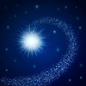 Star explosion in space with sparkling particles. Magic background. Vector il Stock Illustration