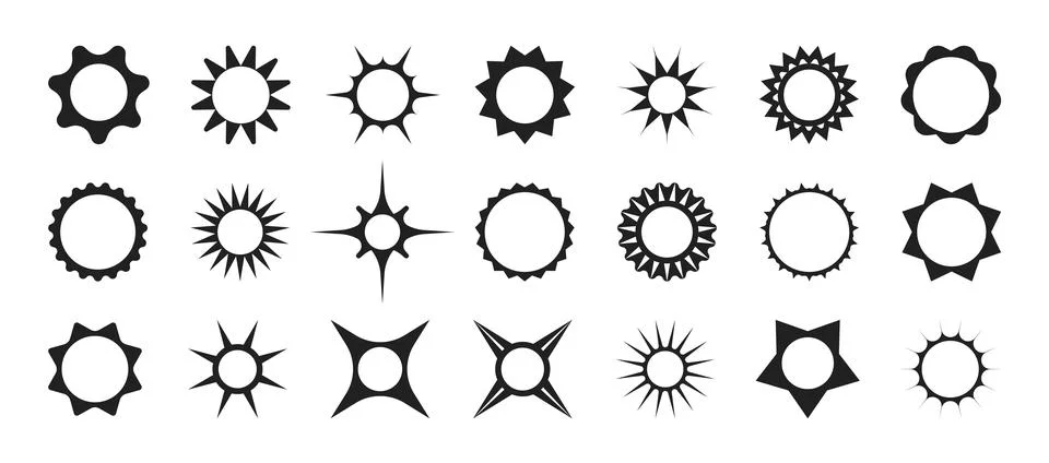 Star explosion sticker set. Retro flat style silhouette design for promotio.. Stock Illustration