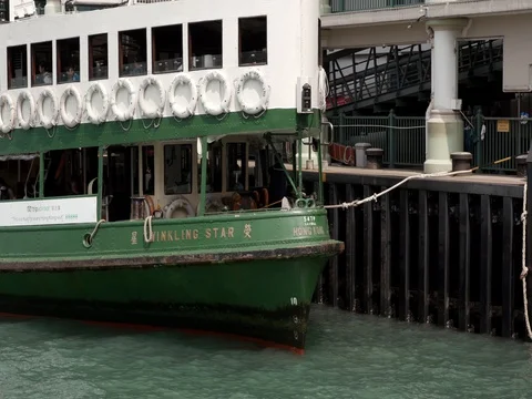 Star Ferry Leaving and Arriving at Central Pier Video stock 80872990