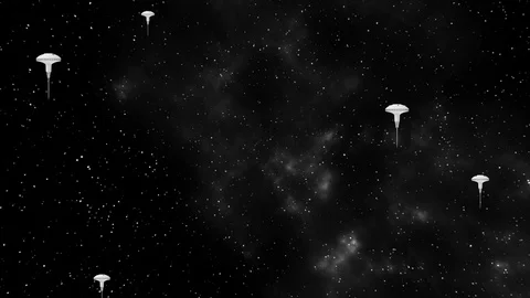 Star field nebula with space drones 3d render Stock Footage 99839104