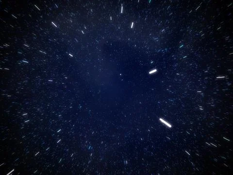 Star fields hyperspace jump in galaxy travel background (3d render) Stock Illustration