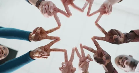 Star, fingers and unity of group, collaboration or teamwork with hands together Stock Footage 312814078