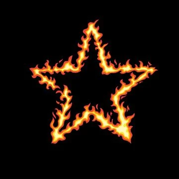 Star of fire isolated on black background Stock Illustration
