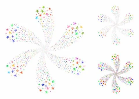 Star fireworks flower Composition Icon of Uneven Elements 스톡 일러스트