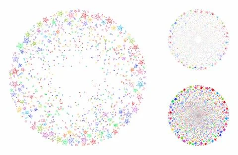 Star Fireworks Sphere Vector Mesh Wire Frame Model and Triangle Mosaic Icon Stockillustratie
