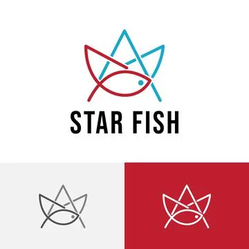 Star Fish Monoline Simple Modern Animal Logo Stock Illustration