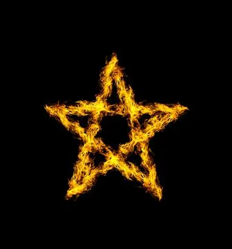 Star flame heat black background Stock Illustration