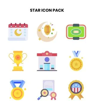 Star Flat Bundle Icons Pack Stock Illustration