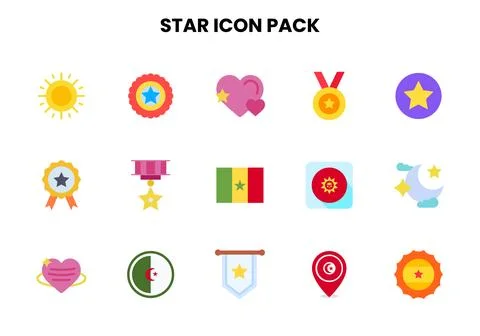 Star Flat Design Icons Pack Stock Illustration