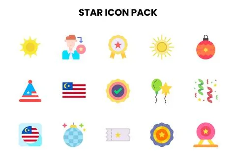 Star Flat SVG Icons Pack Stock Illustration