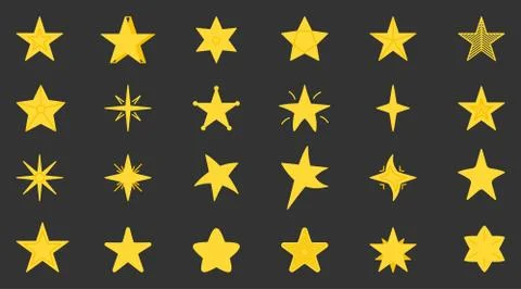 Star flat yellow icon logo sparkle rank vector set Stock Illustration