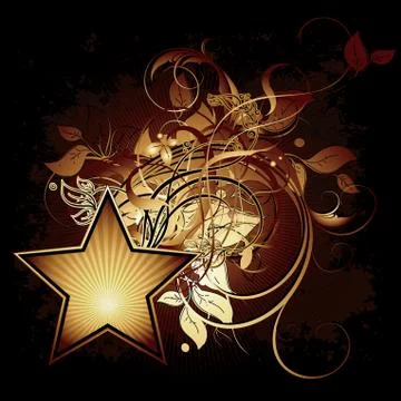 Star with floral elements Stock Illustration