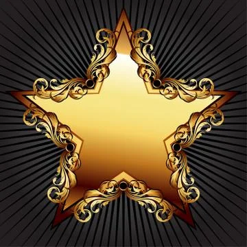 Star with floral elements Stock Illustration