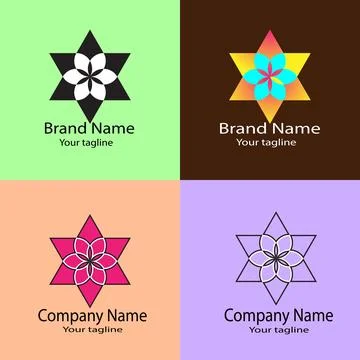 Star-Flower Harmony Unique Logo Design 스톡 일러스트