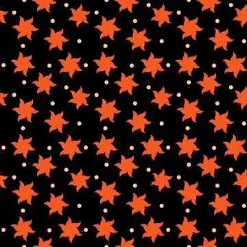 Star flower seamless pattern background with polka dots vector. Stock Illustration