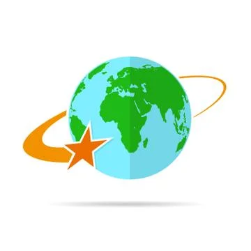 Star flying around the globe. Vector illustration Stock Illustration