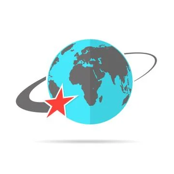 Star flying around the globe. Vector illustration Stock Illustration