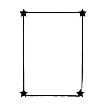 Star frame border grunge stroke element, brush shape icon, vertical, rectan.. Stock Illustration