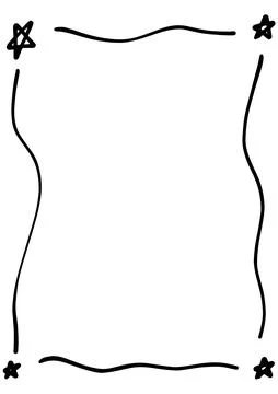 Star frame border, hand drawn vertical abstract decorative vintage doodle e.. Stock Illustration