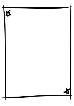 Star frame border, hand drawn vertical abstract decorative vintage doodle e.. Stock Illustration