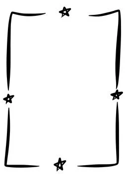 Star frame border, hand drawn vertical abstract decorative vintage doodle e.. Illustrazione stock