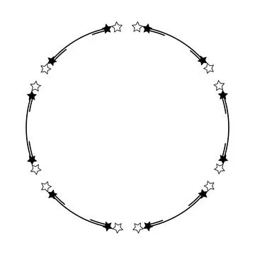 Star frame border horizontal line shape icon for decorative vintage doodle .. Stock Illustration