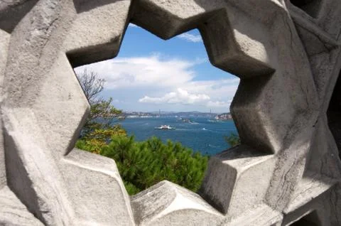 Star framed view of bosphorus from topkapi Stock Photos