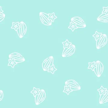 Star fruit line vector seamless pattern Stock Illustration