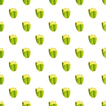 Star fruit slices creating seamless green pattern design Stock Illustration