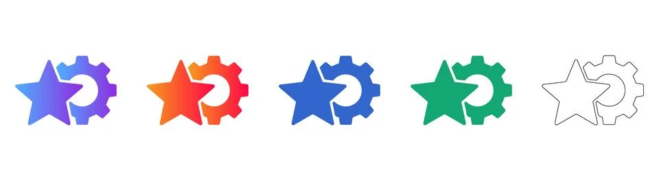 Star Gear Icon Set for Technical Customization Stock Illustration