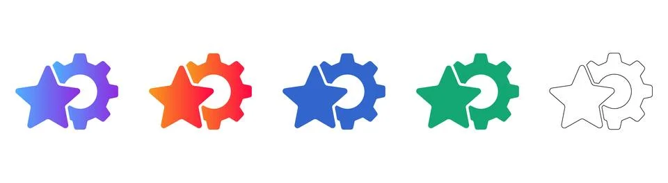 Star Gear Optimization Icon Set for Quality Control Stock Illustration