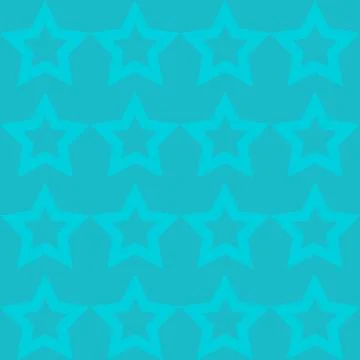 Star geometric abstract seamless pattern cyan vector background Stock Illustration