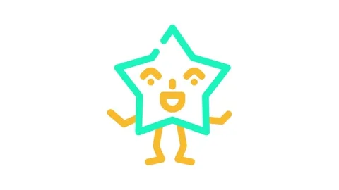 Star geometric shape character color icon animation Stock Footage 327273294