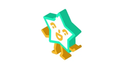 Star geometric shape character isometric icon animation Stock Footage 327295908