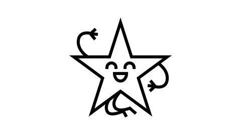 Star geometric shape character line icon animation Stock Footage 326138683