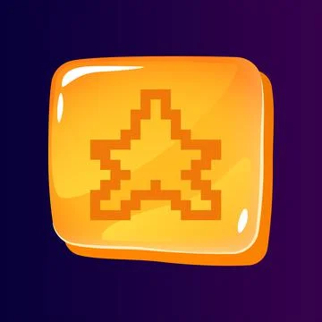 Star glossy ui button with pixelated icon Stock Illustration
