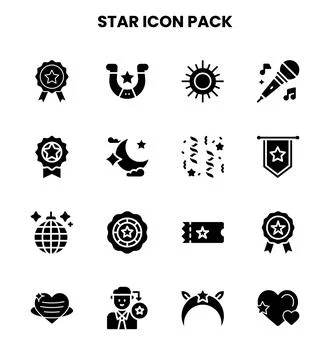 Star Glyph Bundle Icons Pack Illustrazione stock