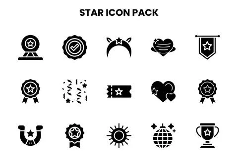 Star Glyph Graphics Icons Pack Stock Illustration